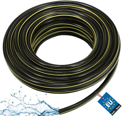 KOTARBAU® Tuinslang, PVC, 20 m, Zwart Geel, 5/8 Inch, Versterkte Tuinslang, Waterslang Voor Tuin, Flexibel Duurzaam, 4-Lagen, Bewateringsslang, Tuinbewateringsslang