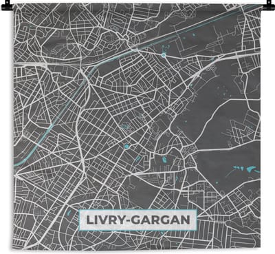 Wandkleed - Wanddoek - Livry-Gargan - Frankrijk - Plattegrond - Kaart - Stadskaart - 180x180 cm - Wandtapijt
