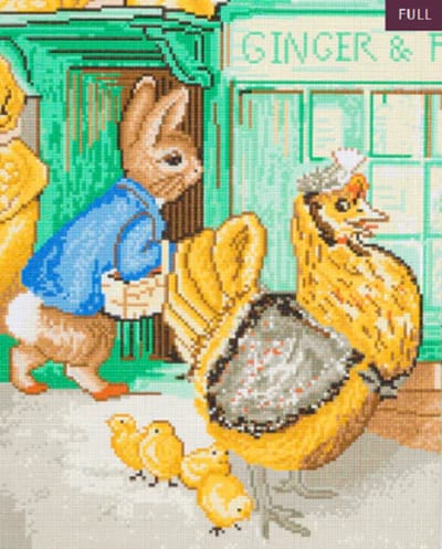 Diamond painting 40 x 50 cm crystal art partial ronde steentjes - Peter Rabbit Ginger and pickles store