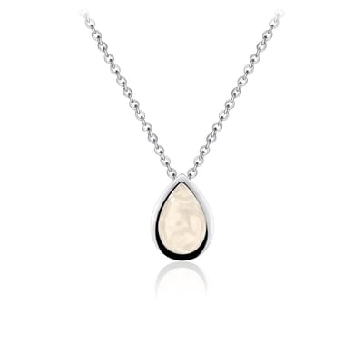 Infinitois - I05N004 - Hanger incl. Ketting - Druppel met Parelmoer Ingelegd - 12mm x 9mm - Lengte 42+5cm - Gerhodineerd Zilver 925