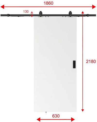 Vente-unique Schuifdeur met ophangsysteem - Mdf + wit pvc - H205 x B63 cm - VARIN II
