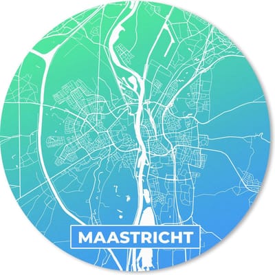 Muismat rond 20x20 cm - Mousepad Stadskaart - Maastricht - Blauw - Ronde muismatten