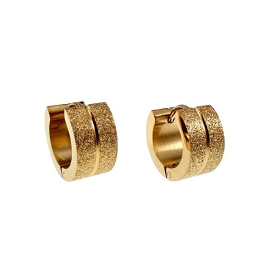 ∅13mm x 7mm Oorringen Unisex - Verguld RVS - Brede Oorringen - Zand-Ontwerp Oorbellen Dames - Heren