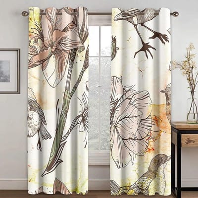 3D-bloemgordijnen voor woonkamer slaapkamer keuken zwart-wit Vortex driedimensionaal luxe gordijn voor Windows-gordijnen W65xH165(CM)x2PCS-Rod pocket
