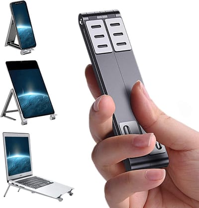 Laptop Standaard Verstelbaar – Laptop Verhoger voor Bureau, Thuiswerken & Kantoor - Opvouwbare Laptop Houder – Geschikt voor Laptop / Smartphone / Tablet - Zilver