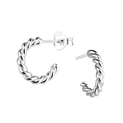 Joy|S - Zilveren oorringen stud - 12 mm twisted / gedraaid - 2.5 mm dikte