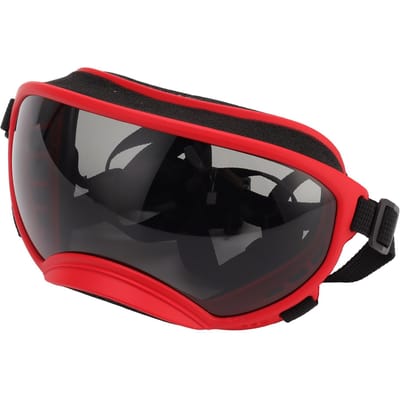 Lunettes de soleil pour chien coupe-vent, anti-ultraviolets, anti-poussière, sangle réglable, lunettes de soleil durables pour chien pour grand rouge/noir