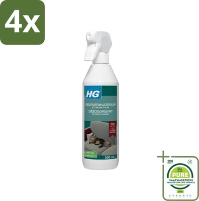 HG - Geurverwijderaar - Extreem Sterk - Tegen Kattengeuren - 100% Biologisch - 500 ml - Voordeelverpakking - 4 stuks - Kattengeur - Geurverwijderaar