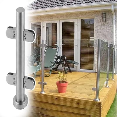 Balustrade Kit - Leuning Paal - Terras Afschermen - Roestvrij Staal - 90-105cm Hoog - Zilver