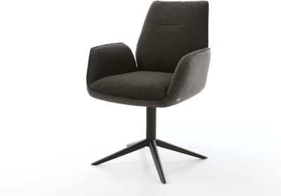 Eetkamerstoel Zoa-Flex kruispoot zwart materiaalmix zwart 360° draaibaar rocker-functie pocketveer kern