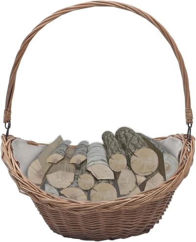 Rieten Houtmand - Opbergmand Decoratie - Haardhout Opslag - Natuurlijk Vlechtwerk - 57 x 465 x 52 cm - Bruin