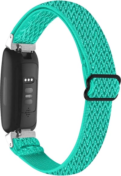 By Qubix - Compatible Fitbit bandje - Geschikt voor fitbit Inspire 3 - Elastische solo loop nylon bandje - Turquoise