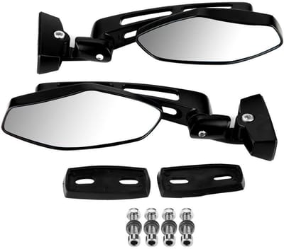Dailygoods- Achteruitkijkspiegel Gemaakt van Aluminium - Motorfiets Achteruitkijkspiegel - Stootbestendig - Zwart/Blauw - Inclusief Montageaccessoires - Breder Zicht - Motorfiets Spiegel
