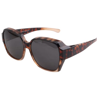 Overzet zonnebril dames - Overzetzonnebrillen - Polarized - Bruin panter - Ontspiegelde glazen - Groot montuur - Inclusief beschermhoesje