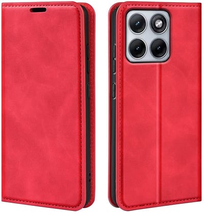 MobyDefend Hoesje - Geschikt voor Motorola Edge 70 Fusion - Luxe Wallet Bookcase (Magnetische Sluiting) - Rood