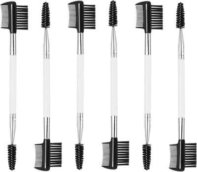 Wenkbrauw en Wimperborstel Set - 6 Delige Make-up Tool met Dubbele Hoofd Kam