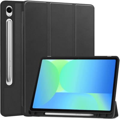 Hoesje - Geschikt voor Samsung Galaxy Tab S10 FE Plus - Dun & Stevig - Hard Cover Case - Trifold Bookcase Hoes - Met Uitsparing Geschikt voor S Pen - Hardcover Book - Tablethoes - Zwart