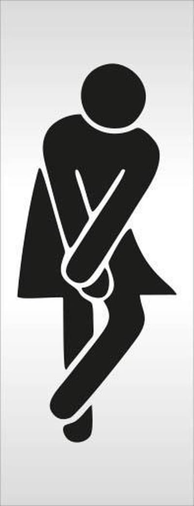 Toilet deur tekstbordje Dames WC bedrukt met pictogram toilet vrouw nodig. - Deurbordje pictogram toilet vrouw nodig. - 130 mm x 50 mm x 0,5 mm.