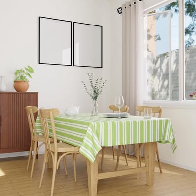 Tafelkleed - Decoratieve Bedekking - Eetkamer Decoratie - Garen geverfd katoen - 142 x 240 cm - Franca Lime Strepen