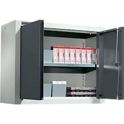 Schäfer Shop Select MS 750 wandkast, tweedeurs, met tussenlegbord, B 750 x D 320 x H 600 mm, staal, lichtgrijs/antracietgrijs