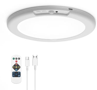 Dimbare LED Plafondlamp met Bewegingssensor en USB Oplaadfunctie – 19 cm Magnetische Montage Zonder Boren voor Hal, Kast of Trapkast