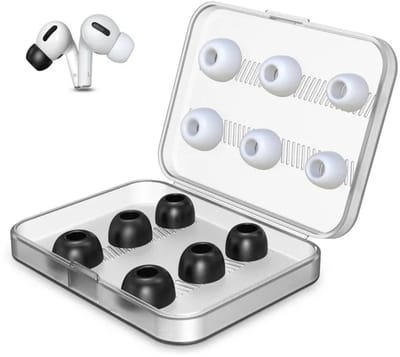 AirPods Pro 1/2 gen Vervanging Tips Mix Memory Foam(3 paar, zwart) Silicone(3 paar, wit) S/ M /L met Case - Geluidsisolerend - Beter dan Origineel