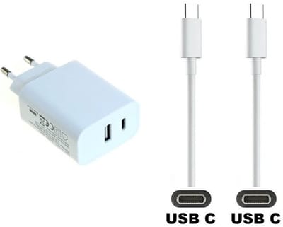 OneOne 20W snellader met 2 poorten + 1,5m sterke USB C naar C kabel. PD lader. Oplader adapter past op Google Pixel 1, 2, 2XL, 3, 3XL, 3a, 3a XL, 4, 4XL, 4a, 5, 5a, 6a, 7, 7 Pro, 8, 8a, 8 Pro, 9, 9 Pro, 9 Pro XL, 9 Fold, C, XL