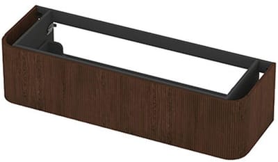 INK - Afgeronde Onderkast Fineer 1 Lade Softclose met Gefreesd Front Tbv Grepen - 1400x450x350 Mm - Shadow Veneer