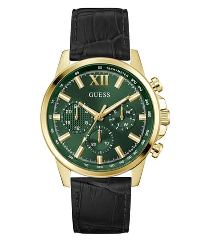 Guess Walker GW0901G4 Horloge - Leer - Zwart - Ø 44 mm