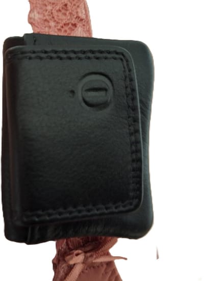 Oi zwart lederen BH Portemonneetje / allerkleinste mini beursje / portemonneetje om aan bh-bandje te bevestigen / zwart leer / 340