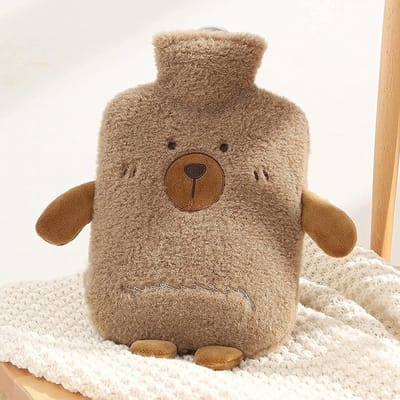 Dierenwarmwaterkruik met Fleece Cover voor Kinderen, 2L, Ideaal voor Warmte en Comfort, Verlichting van Nek- en Schouderpijn