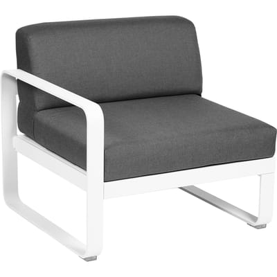 Fermob BELLEVIE Fauteuil Module links - 01 katoenwit - A3 grafietgrijs