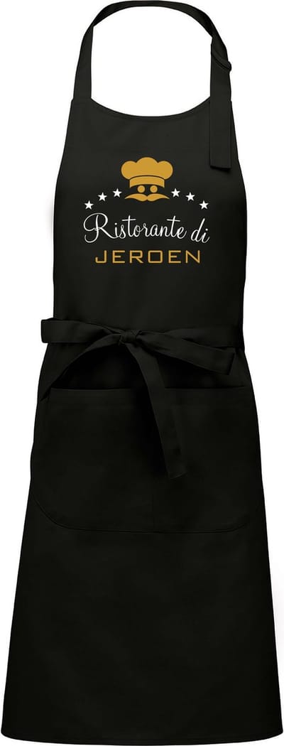 Cadeauschort - tekstschort - Keukenschort - BBQ schort - verjaardag - vaderdag - Ristorante di - met voornaam - mannen - zwart
