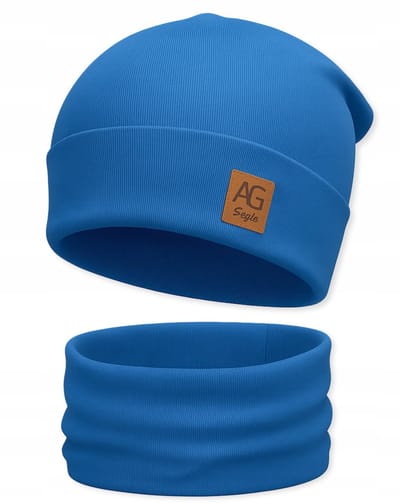 Dartomik Classic - Set muts + sjaal (kraag) - unisex - dubbel laag - katoen 97% lycra 3% - OEKO-TEX® - blauw