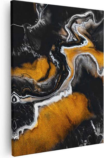Artaza Canvas Schilderij Abstracte Kunst - 40x50 cm - Muurdecoratie Woonkamer - Wanddecoratie Goud - Kamer Accessoires