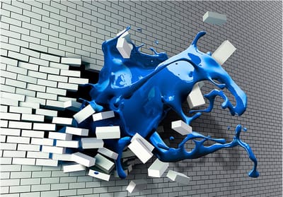 Fotobehangkoning - Behang - Vliesbehang - Fotobehang Gebroken Muur - Verf - 3D - Sapphire muse - 150 x 105 cm