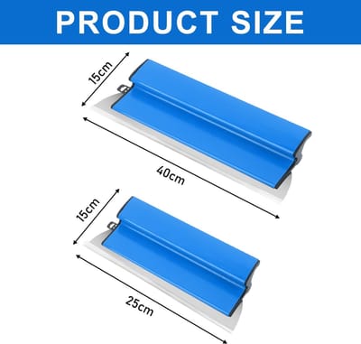 Plamuurset, 25 cm + 40 cm oppervlakspatel, 2-delige set, spatel gereedschap met ergonomische handgreep, flexibele skimmblades, wandgereedschap voor gipsplaatbepleisteringsgereedschap, blauw