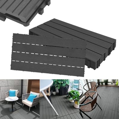 Terrastegels - Houtlook tegels - Buitenruimte inrichten - Kliksysteem eenvoudig - 30 x 60 cm - antraciet