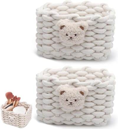 Set van 2 Opbergmanden van Katoen - Rectangulaire Baskets voor Badkamer, Kinderkamer en Woonkamer - Ideaal voor Organisatie en Decoratie