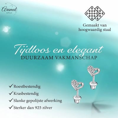 Aramat Jewels | Oorbellen | RVS hartjes oorbellen kind 7mm– Schroefsluiting | | | |7mm | Staal | Kinderen, Volwassenen | Verkleurd niet