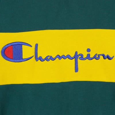 Herensweatshirt met kleurblokken en kangoeroezak, omgekeerd geweven, ronde hals, groen/geel