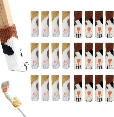 Famanu – Stoelpootbeschermers - gebreide stoelsokken met kattenklauwdesign - verminderen lawaai en beschermen houten vloeren tegen krassen - geschikt voor diverse stoelpoten