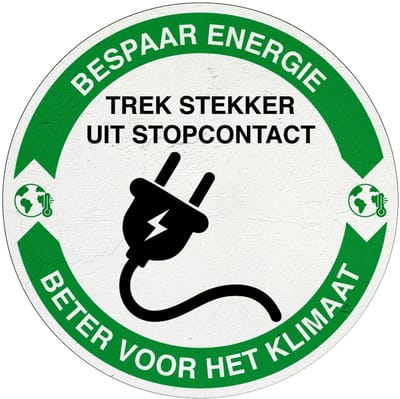 Trek stekker uit stopcontact energie besparen bord | Forex Re materiaal | 10 cm