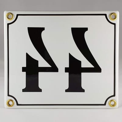 Emaille Huisnummer - Nummerbord - Huis Identificatie - Handgemaakt Verhoogd Cijfer - 12x14cm - Zwart Wit