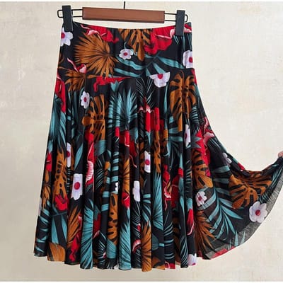 Dansrok Zomer IJszijde Hoge Taille Korte Rok Grote Zwaairok Anti-Glare Bloemig Elastische Taille Rok 4XL