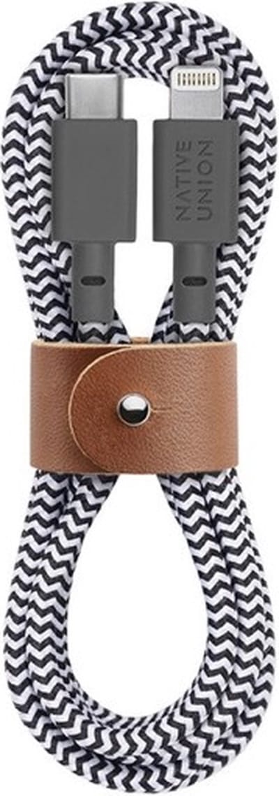 Native Union Belt Cable - Zebra - USB-C naar Lighting - 1.2M - 60W