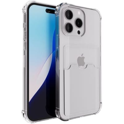 ShieldCase TPU siliconen hoesje met pasjeshouder geschikt voor de Apple iPhone 16 Pro Max hoesje - telefoonhoesje met pasjeshouder - ruimte voor 1 pasje - transparante back cover (transparant)