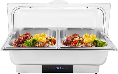 Elektrische Buffetwarmer - Verwarmd Dressoir - Feesten en Recepties - Instelbare Temperatuur - 9 Liter Capaciteit - Zilver