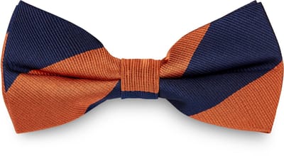 Trendhim Marineblauwe en oranje gestreepte zijden voorgestrikte vlinderdas voor heren