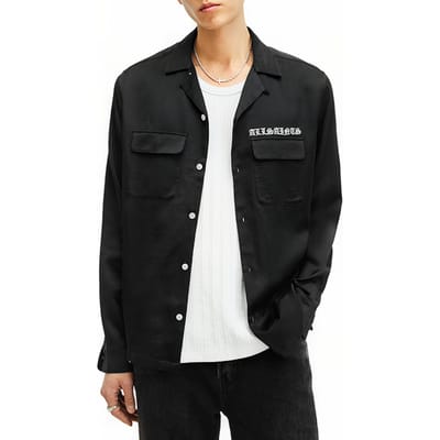 AllSaints Troya Ls Shirt Jet Black Taglia: XS | Camicie Casual Outlet | Uomo | Nero